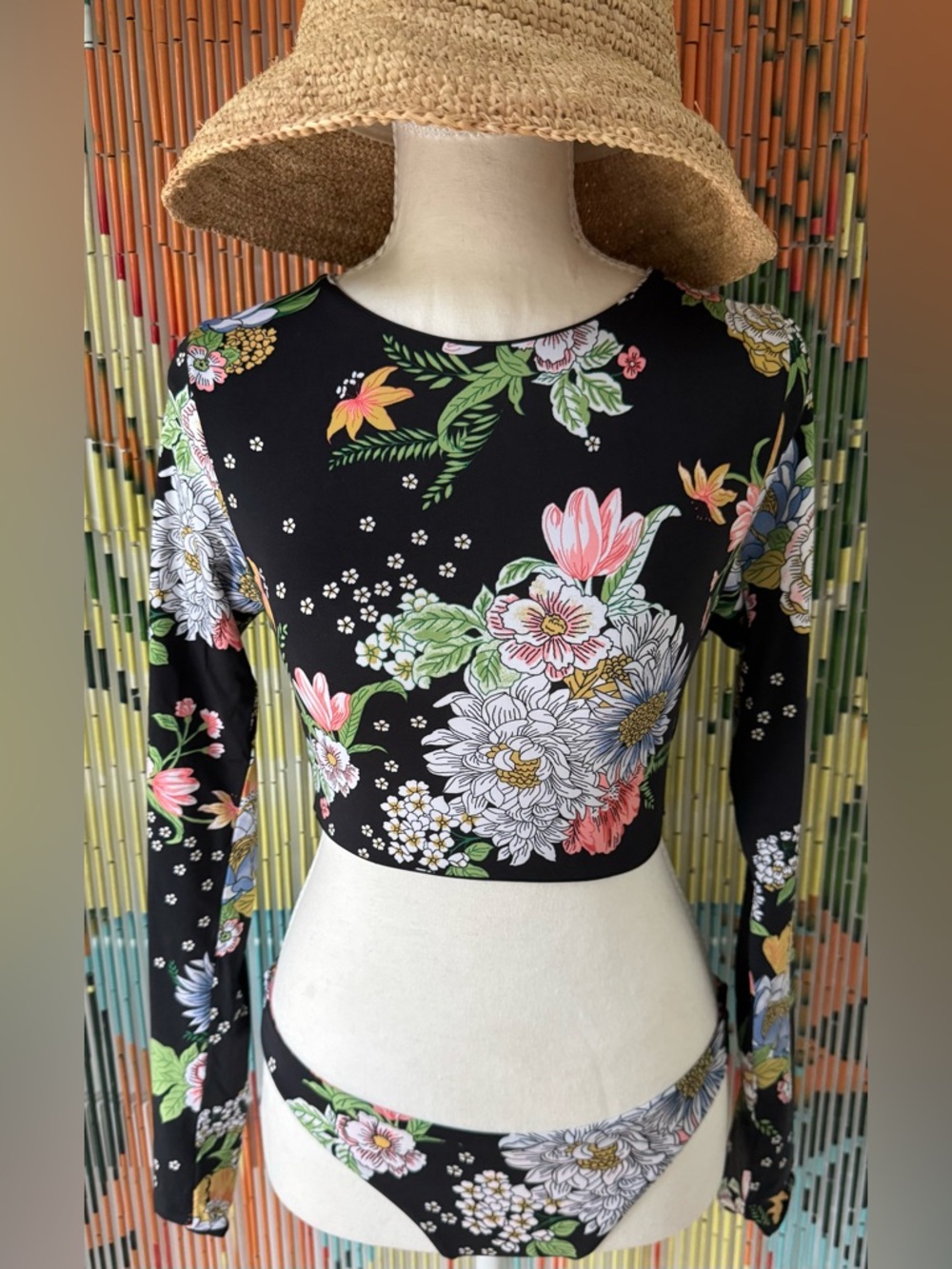 Maaji Black Floral Long-Sleeve Bikini Set